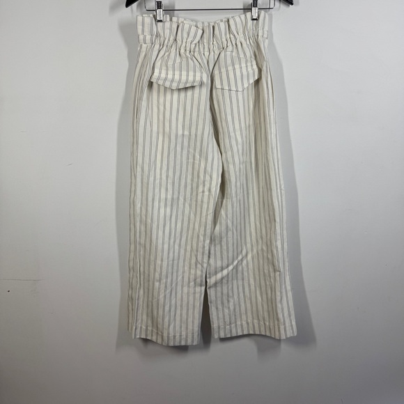Club Monaco White Pin Striped Linen Blend Wide Leg Pants Size 4 Summer Casual - Picture 6 of 15